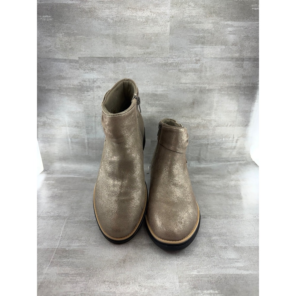 Clarks Sharon Dolly Women Sz 7W Metallic Bronze Suede Wedge Ankle Boots 26147367